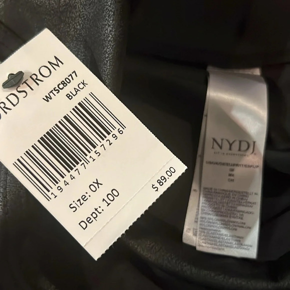 NYDJ Pull-On Skinny Legging Pants 0X Black Metallic Coated Textured Faux Leather - Picture 10 of 10